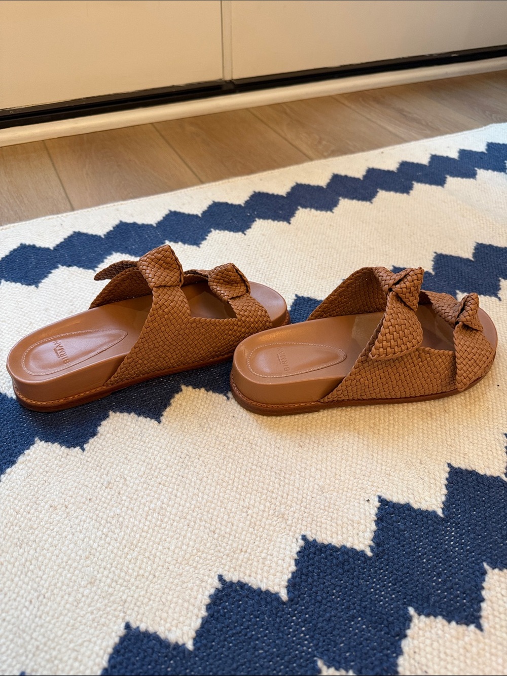 Alexandre Birman Cognac Braided Leather Slide Sandal - Picture 4 of 9